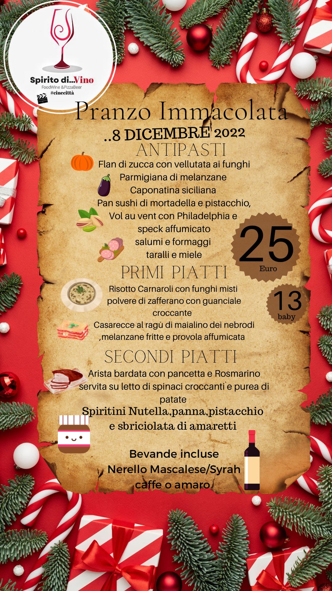 Pranzo immacolata 8 dicembre